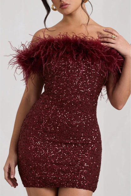 SYMI | Feathered Sparkle Dress