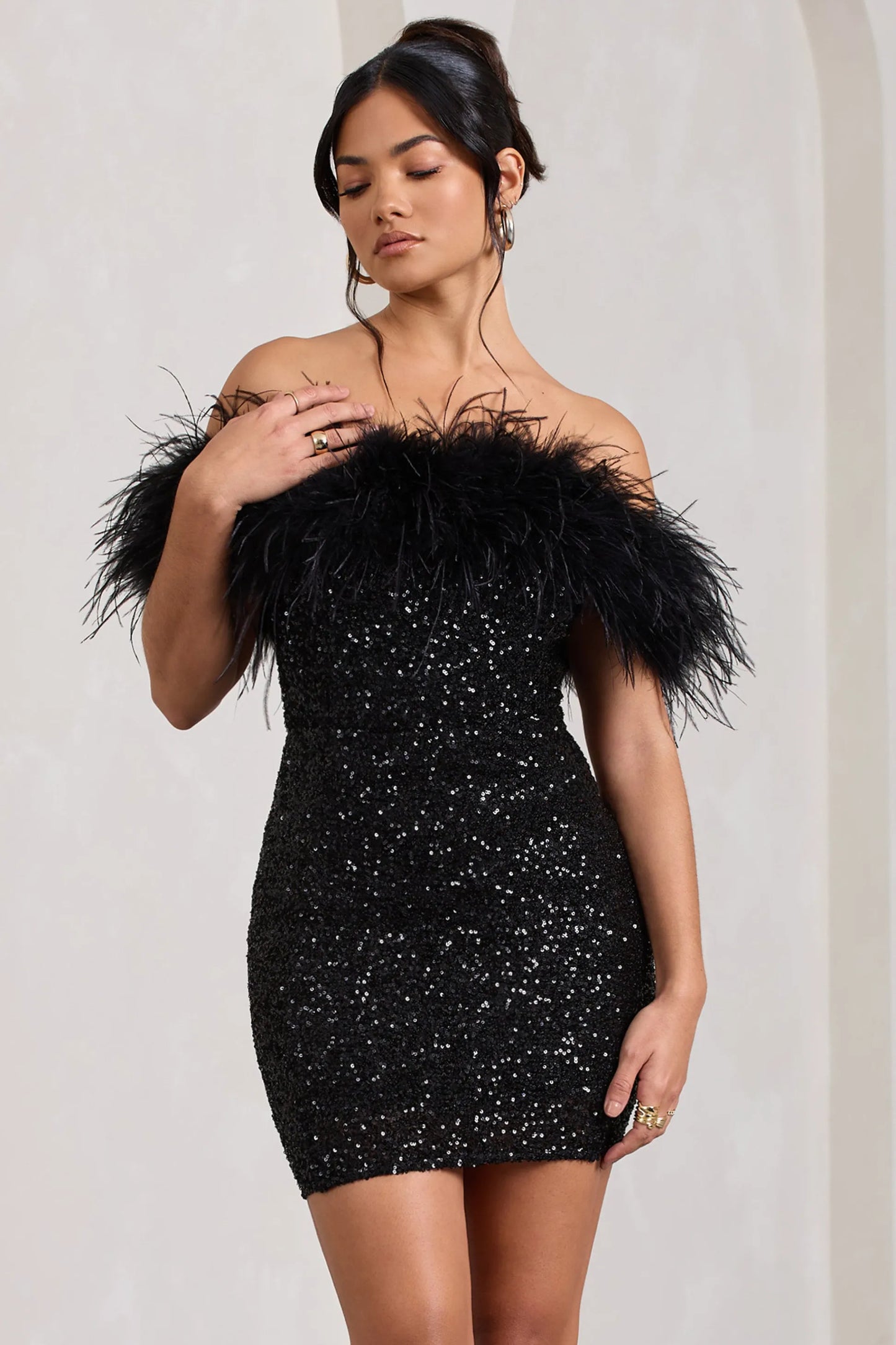 SYMI | Feathered Sparkle Dress