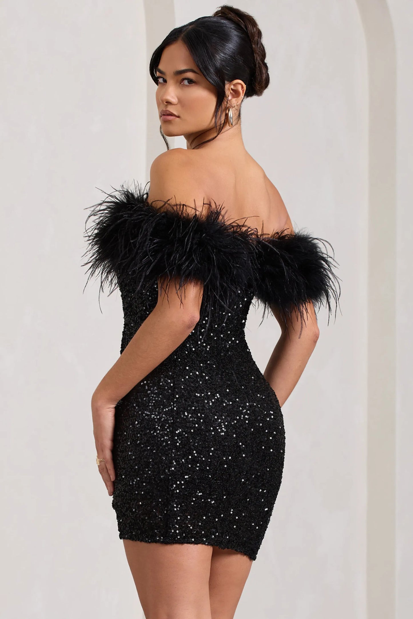 SYMI | Feathered Sparkle Dress