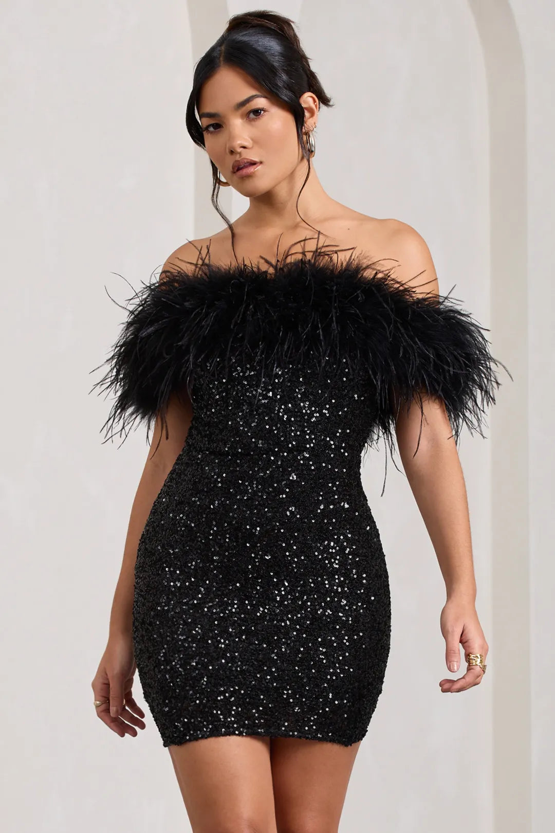 SYMI | Feathered Sparkle Dress