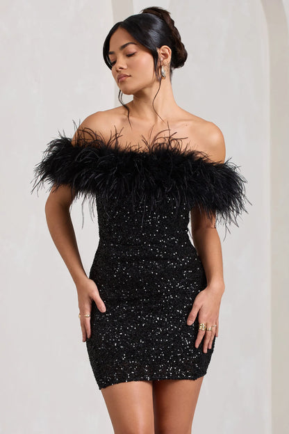 SYMI | Feathered Sparkle Dress